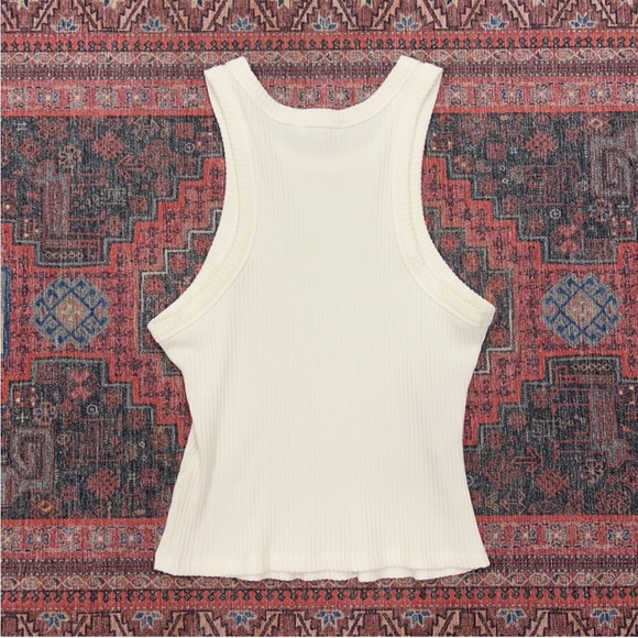 NWT—-Good American White Ribbed Racerback Tank Top - Picture 2 of 8